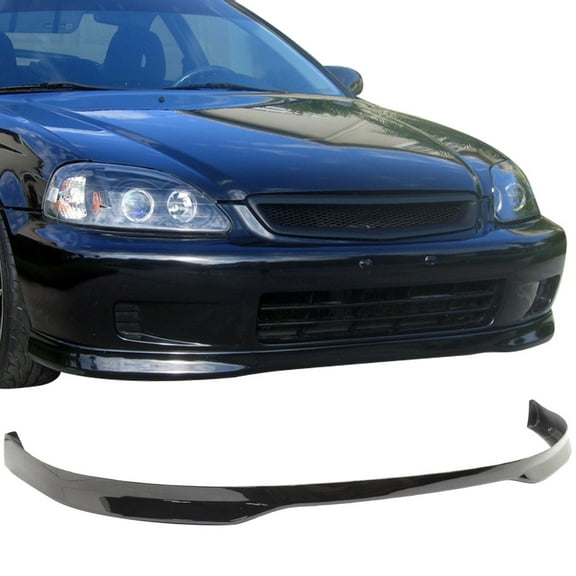 Ikon Motorsports Compatible with 99-00 Civic EK 2Dr 3Dr 4Dr Coupe Hatchback Sedan T-R Front Bumper Lip Spoiler - Painted Black