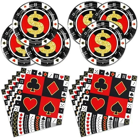 40Pack Casino birthday Party Supplies include 20 plates, 20 napkins for the Casino party decoration$$Home Decor, Kitchen, & Other