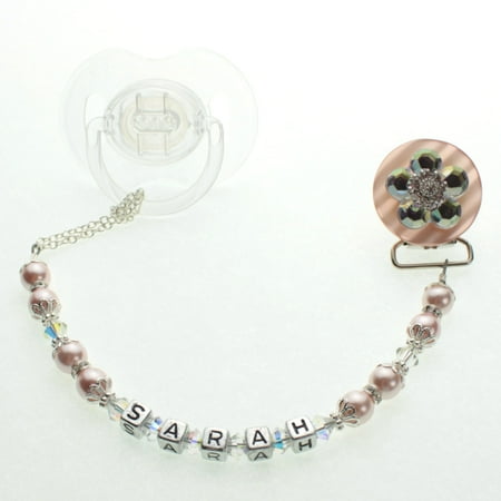 Personalized Name Flower Pacifier Clip