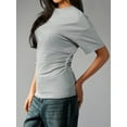 thumbnail image 4 of Womens Round Neck Cinched Waist Short Sleeve T-shirt Summer Blouse For Women, 4 of 5