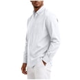 thumbnail image 3 of Men's Long Sleeve Tee Shirts Summer Collar Thin Style Solid Color Button Shirt with Pocket Casual Stylish Loose Lightweight Work Shirt, 3 of 5