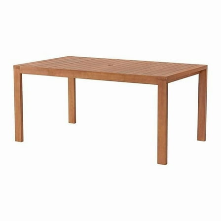Alaterre Furniture Eucalyptus Wood, Weather-Resistant 63" x 37.5" Outdoor Dining Table with 2" Umbrella Hole