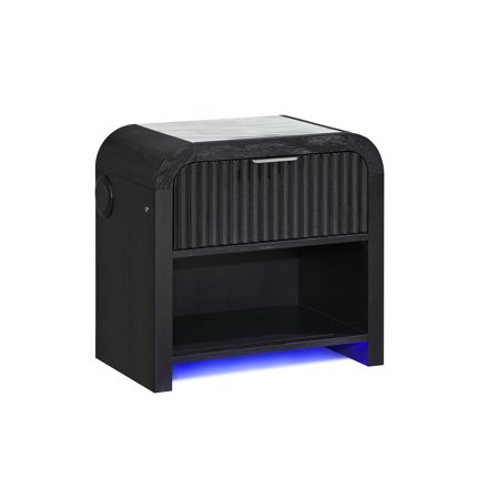 Bedside Nightstands Beverly Black and White Nightstand Black White Wooden Nightstands Solid Wood+Mdf Nightstands With Storage Furniture Bedroom Furniture Nightstands