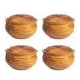 thumbnail image 1 of Rainforest Bowls Ripple Teak Wood Bowl with Lid 4-Pack, 1 of 5