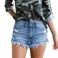 thumbnail image 2 of HLSOHJP Summer Women's High Waist Ripped Denim Shorts Fashion Sexy Slit Tassel Stretch Jeans Shorts S-2XL Drop Shipping, 2 of 6