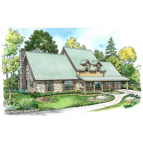 010-262: Traditional Country 3 Bed, 3 Bath Luxury Home Plan, 2526 Sq Ft: Full Blueprints with License to Build by Home Plan Marketplace - Lesuto