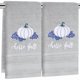 thumbnail image 1 of wonima44 2Pcs Fall Hand Towels White Blue Pumpkin Embroidered Cotton Bathroom Towel Decorative Dish Towels Set for Autumn Thanksgiving Home Decor, 13.7 x 29.5 Inch, 1 of 1