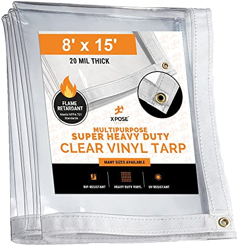 24 MIL Clear Patio Enclosure Tarp SMOOTH GLASS Vinyl Fire Retardant-Choose Size 