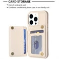 thumbnail image 4 of ELEHOLD for Apple iPhone 11 Pro Card Holder Back Case with Pockets, Premium PU Leather ID Cash Credit Slots Magnetic Kickstand Flip Folio Slim Hard Protective Cover, beige, 4 of 7