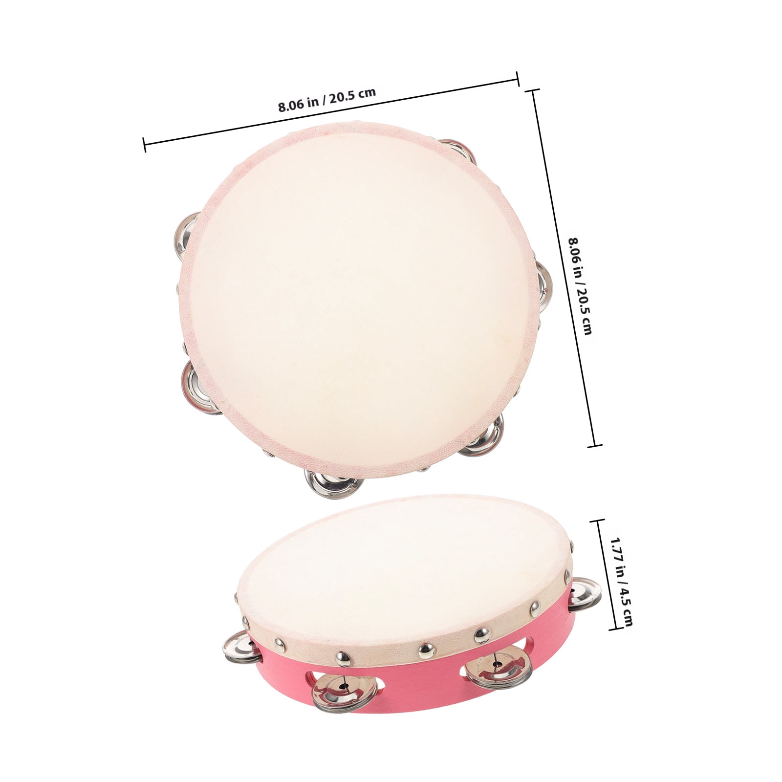 Clispeed Pink Handheld Tambourine for Kids Designed for