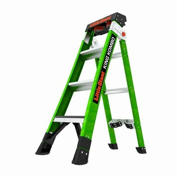 Little Giant Ladders B3144972 King Kombo Industrial Combination Ladder - Green - 4 ft. Type IAA - 3 Step - 375 lbs