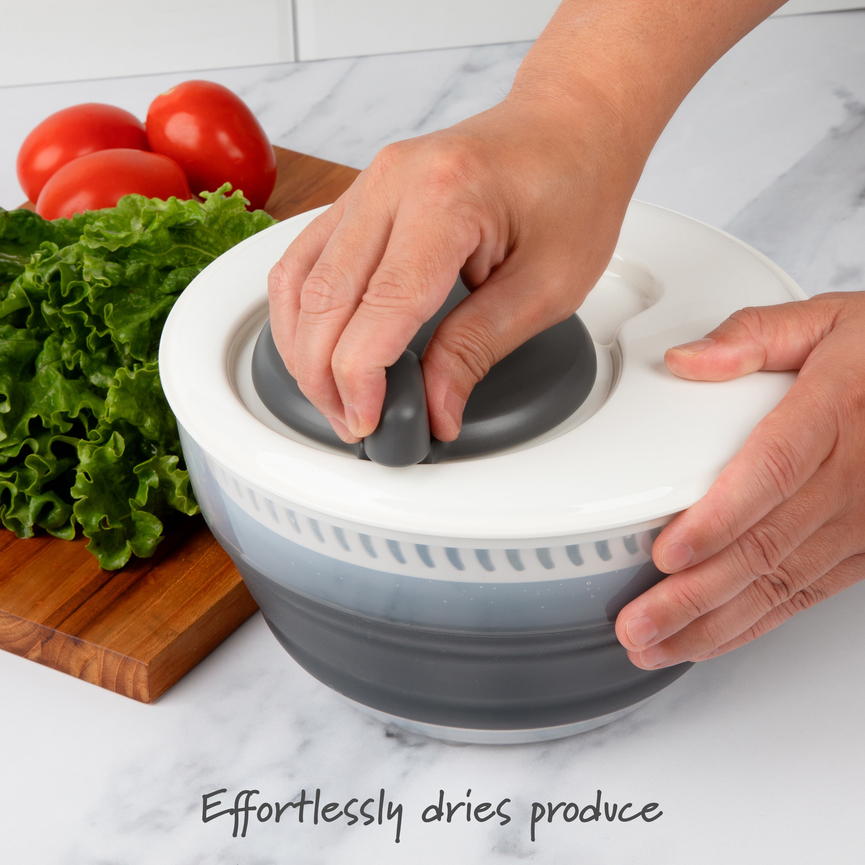 Prep Solutions Space-Saving 3 Quart Collapsible Salad Spinner with Easy Handle