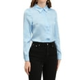 thumbnail image 5 of INSPIRE CHIC Women's Point Collar Button Up Long Sleeve Satin Office Business Casual Shirt, 5 of 6