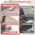 thumbnail image 4 of SHOUFTW 24 Inch Stainless Steel Cat Litter Box with Lid, Extra Large Enclosed Cat Litter Pan, High Wall Anti-Splash Design, Odor Control, Anti-Leakage, Includes Scoop and Mat, Dark Grey, 4 of 9