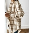 thumbnail image 3 of ONLYSHE Womens Plaid Shirts Shacket Jacket Long Sleeve Button Down Cardigan Boyfriend Shirt Coats, 3 of 7