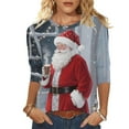 thumbnail image 2 of Xdegoge Christmas Shirt for Women 3/4 Sleeve Santa Funny Graphic T-Shirt Crewneck Vintage Casual Tops Pullover Family Holiday Casual Blouse Gifts 2025 Fall Winter Festival Clothes Fit Party, 2 of 7