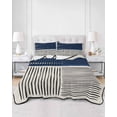 thumbnail image 2 of Twin Quilt Bedding Set, Navy Blue Striped Reversible Summer Quilt 3 Pieces, Farmhouse Stripes Modern Abstract Art Lightweight Bedspreads Coverlets with 2 Pillow Shams for All Seasons, 2 of 5