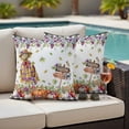 thumbnail image 4 of Fall Pumpkins Outdoor Waterproof Pillow Covers, Thanksgiving Wildflowers Grape Leaves Farmhouse Decorative Square Throw Pillowcase Sofa Cushion Sham for Patio/Couch/Chair, 24"x24" 2 Pack, 4 of 8