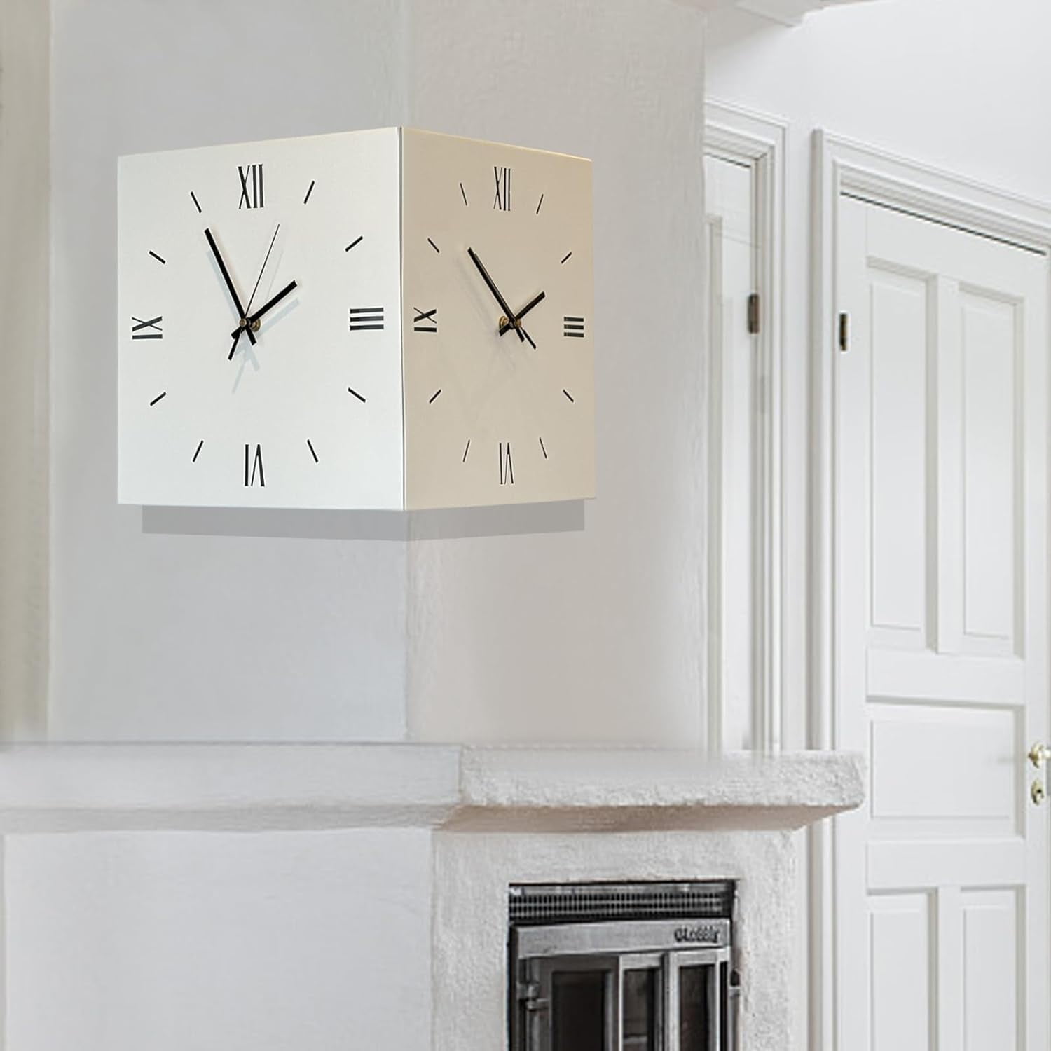 Led Wall Clock 16inch Double Sided Corner Wall Clock with 3 Colors Light Decorative Wall Clock with Remote Control for Living Room Decor (16 inch)