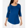 JM Collection Women's Cold Shoulder Top Blue Size Petite Medium