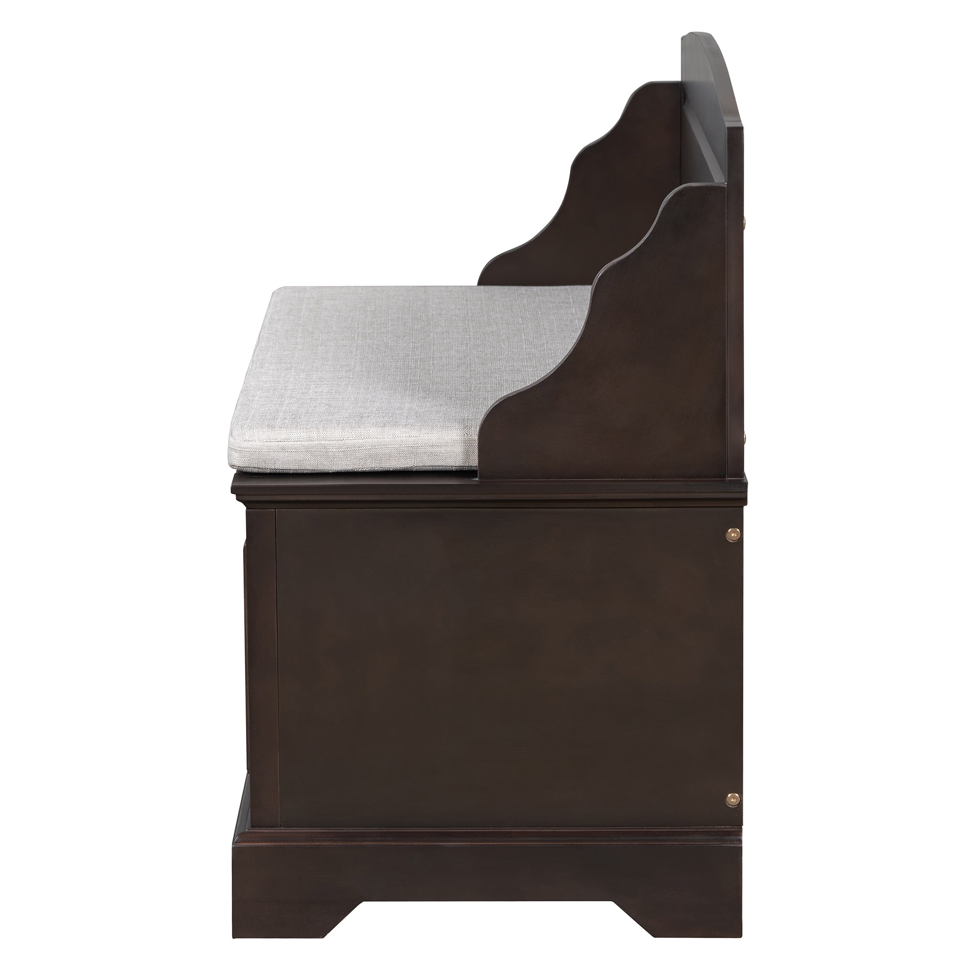 Shoe Bench, Retro Shoe Storage Bench with Soft-Close Devices, Hidden Storage and Cushion for Entryway, Hallway, Living Room (Espresso)