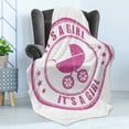 thumbnail image 4 of Gender Reveal Soft Flannel Fleece Throw Blanket, Grunge It's a Girl Retro Stamp with Baby Carriage Newborn Image, Cozy Plush for Indoor and Outdoor Use, 50" x 60", Fuchsia, by Ambesonne, 4 of 5