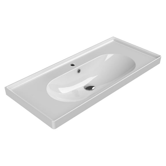Nameeks Cerastyle 043500-U-One Hole Arya 39-5/16" Rectangular Ceramic Drop In/Wall Mounted
