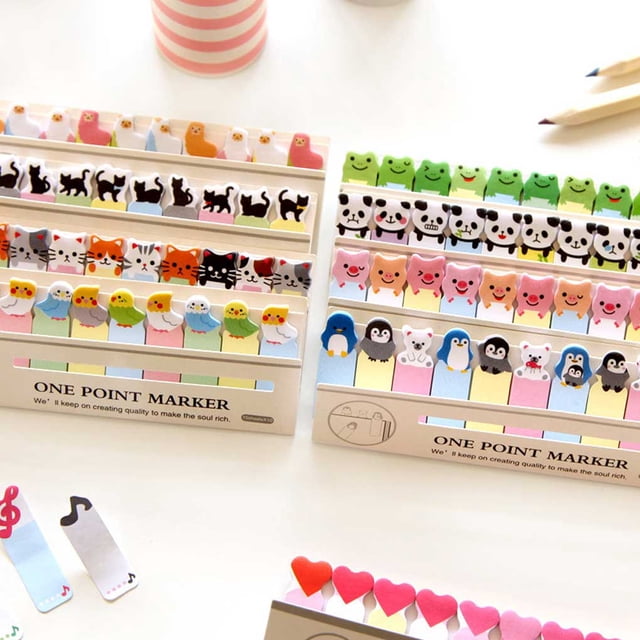 Convenience Sticker Animal Bookmark Tab Note Memo Bookmark Memo Note Marker Portable Small Home Office School Students for Kids Children Type 4