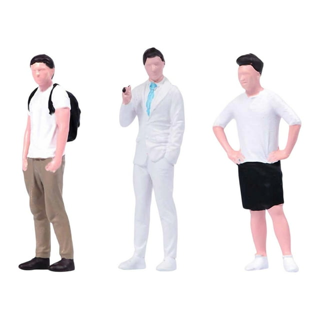 Figura masculina en miniatura a escala 1:64, accesorios de escena pintados, mini figura de personas diminutas para 3 piezas