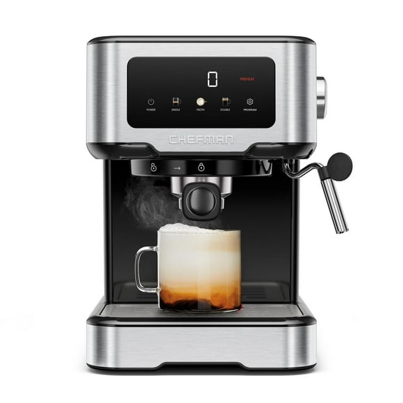Chefman CraftBrew Espresso Machine w/ Steam Wand and Touch Controls – Stainless Steel