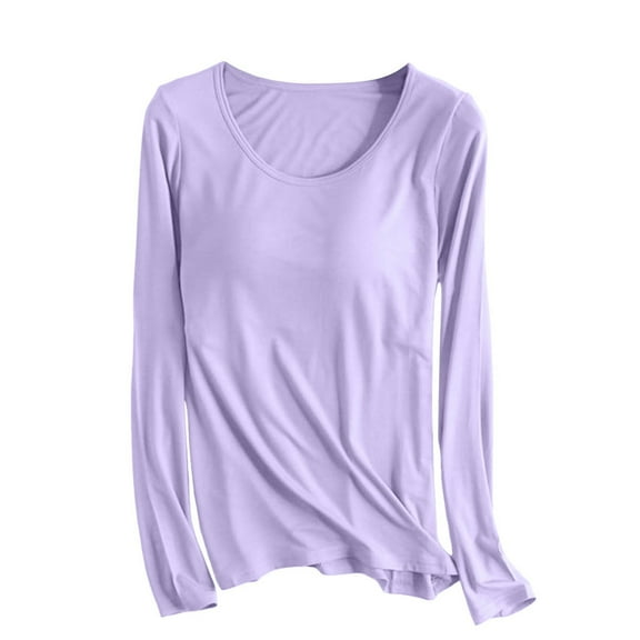 Ymyiu Womens Long Sleeve Tops Women's Casual Batwing Long Sleeve T Shirt Round Neck Basic Loose Tunic Tops (Light Purple,XXL)