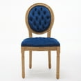 thumbnail image 3 of MIKIBAMA French Country Velvet Dining Chairs Set of 2 Upholstered Dining Room Chairs with Round Back and Wood Legs, 3 of 9
