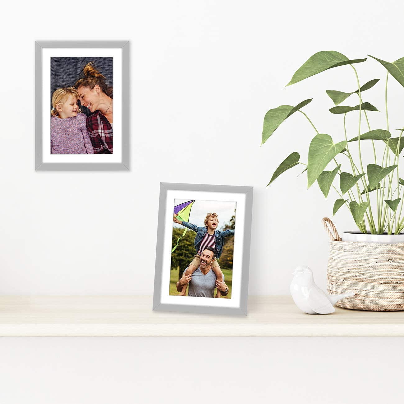 Americanflat 5x7 Picture Frame in Silver - Displays 4x6 With Mat and 5x7 Without Mat - Horizontal and Vertical Formats for Wall and Tabletop