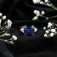 thumbnail image 6 of Rosec Jewels Lab Grown Blue Sapphire Solitaire Ring with Diamond for Women - 12 mm, 18K Yellow Gold, US 12.50, 6 of 9