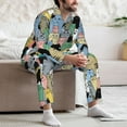 thumbnail image 6 of KLL Different Cats Sleepwear Mens Flannel Pajamas,Long Cotton Pj Set, 6 of 7
