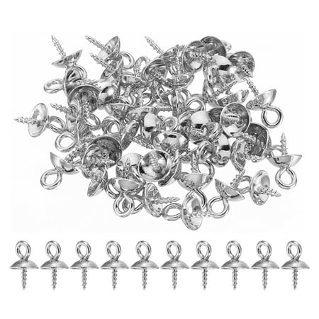 

Uxcell Eye Pin Bail Peg Pendants 50Pcs 10x6mm 304 Stainless Steel with Cap for Half Drilled Beads Silver Tone