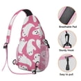 thumbnail image 3 of Sling Backpack,Halloween Cute Ghosts on Pink Pattern Sling Bag with Water Bottle Holder,Waterproof Sling Bag for Men/Women with Headphone Jack for Hiking,Travel, 3 of 6
