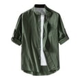 thumbnail image 1 of Camisa de manga corta de algodón y lino para hombre: prenda informal con botones, tejido ligero, color liso, ropa de playa para verano, tallas M-B, 1 of 4