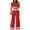 Red, variant on Tbopshirt Women's 2 Piece Outfits Fashion Women Summer Round-Neck Solid Color Casual Short SLeeve Top+ Pant Set Wide Leg Pants
