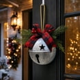 thumbnail image 2 of FeiBiQiuBi Metal Christmas Bell, 14.6 Inch Christmas Jingle Bells with Buffalo Plaid Bow, Farmhouse Hanging Door Decor for Front Door, Porch and Christmas Tree Holiday, 2 of 6
