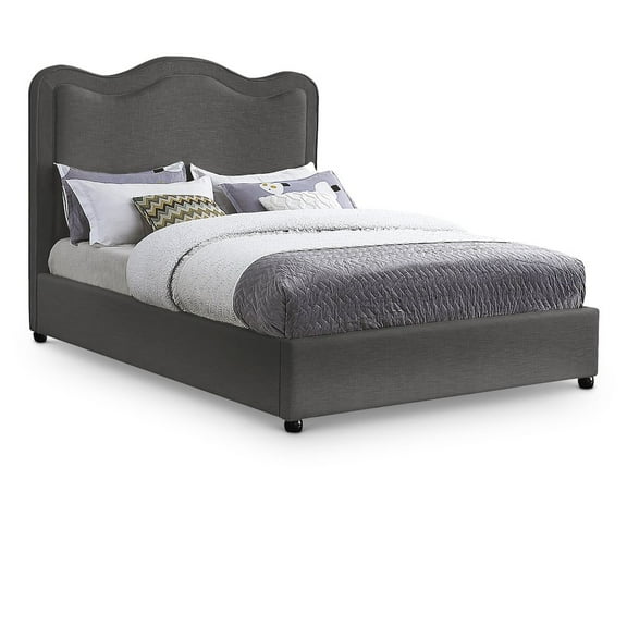Meridian Furniture Felix Grey Linen Textured Fabric Queen Bed