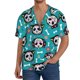 thumbnail image 1 of Balery Skull Cat Camisa Casual de Manga Corta con Botones para Hombre, Texturizada, Estilo Cubano, para Playa, Verano-Small, 1 of 5