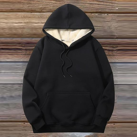 Clothing 2025 Hoodies for Women Gnveub Women's Casual Winter Warm Fleece Lined Hooded Sweatshirt Thick Pullover Plus with Pockets Oversized Hoodies for Women Black L