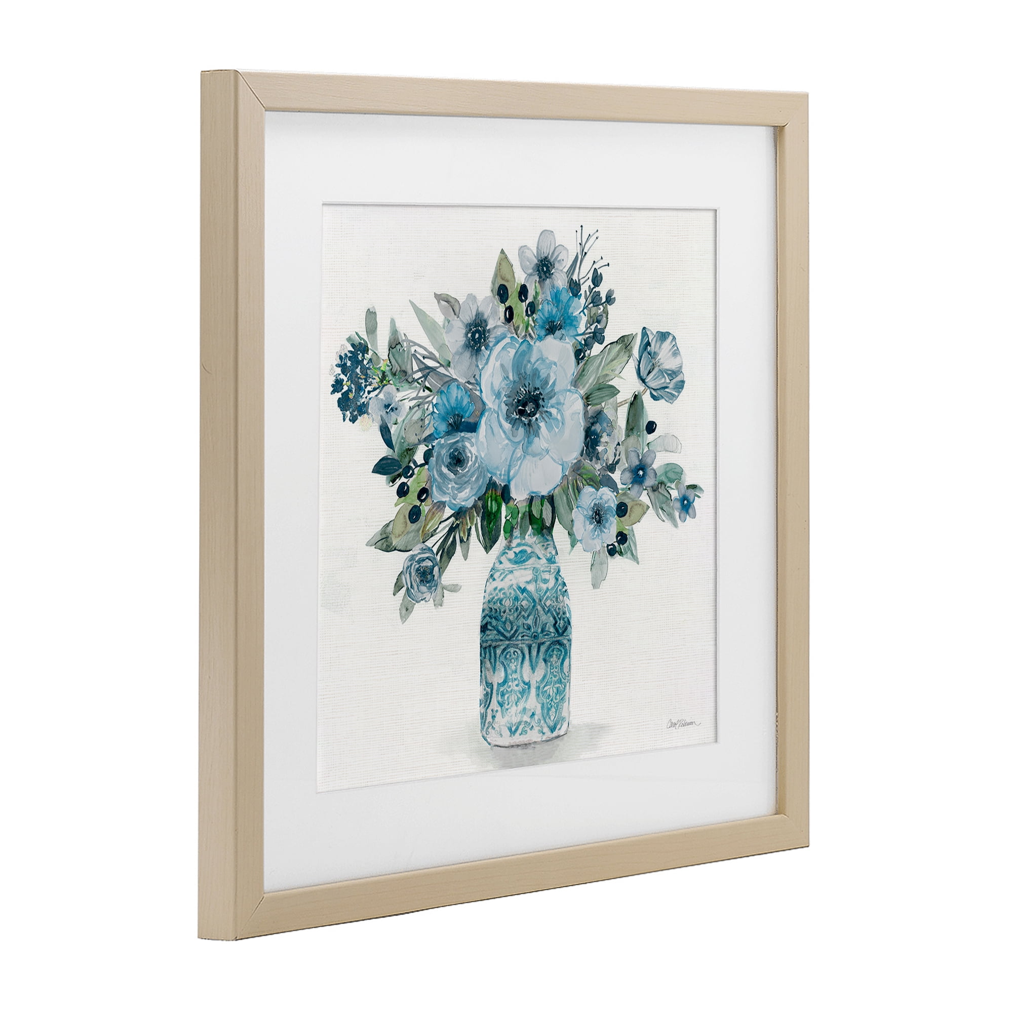 Stupell Industries Pastel Blue Botanical Bouquet Birch Framed Print Under Glass, design by Carol Robinson