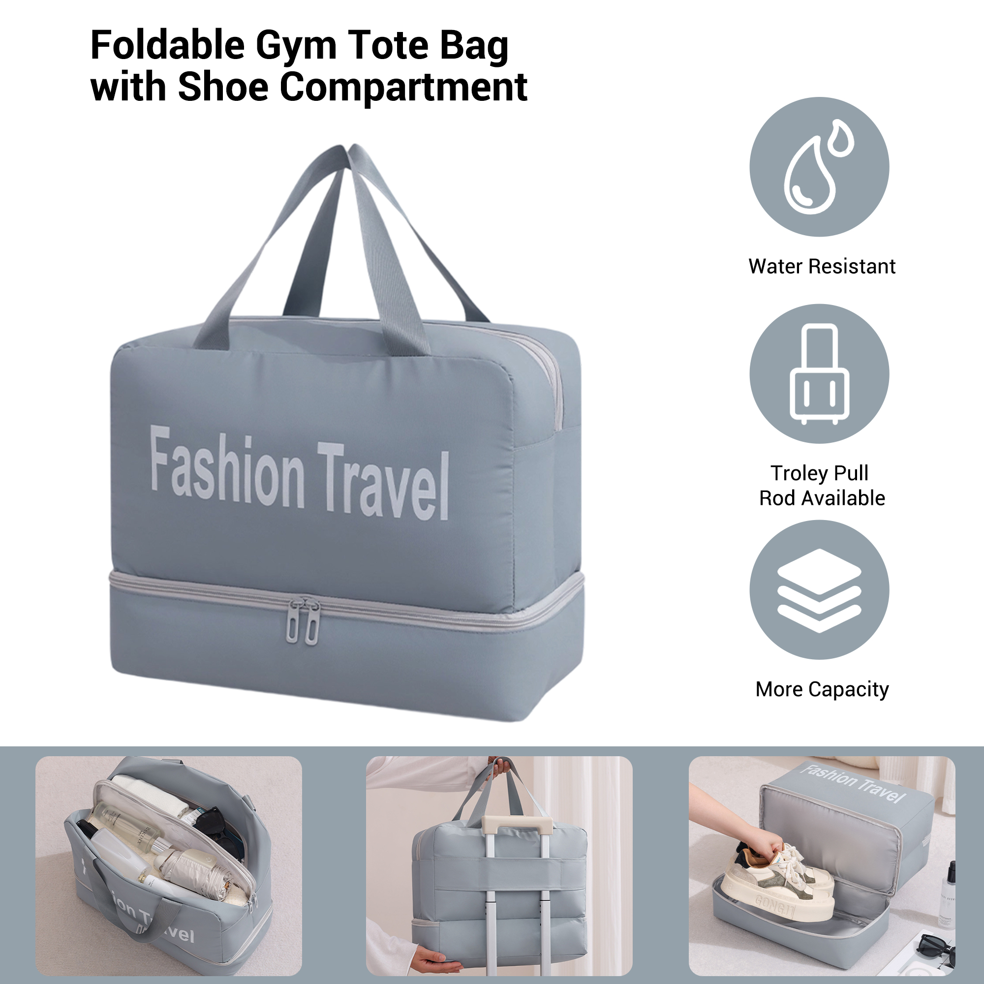 Luggage Set with Spinner Wheels, ABS Lightweight Durable Hard Suitcase, 8-Piece Set (20"/24"/28"+Gym Tote Bag + 4 Pieces Storage Bag Set)