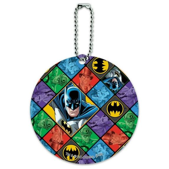 Batman and Villains Pattern Round Luggage ID Tag Card Suitcase Carry-On