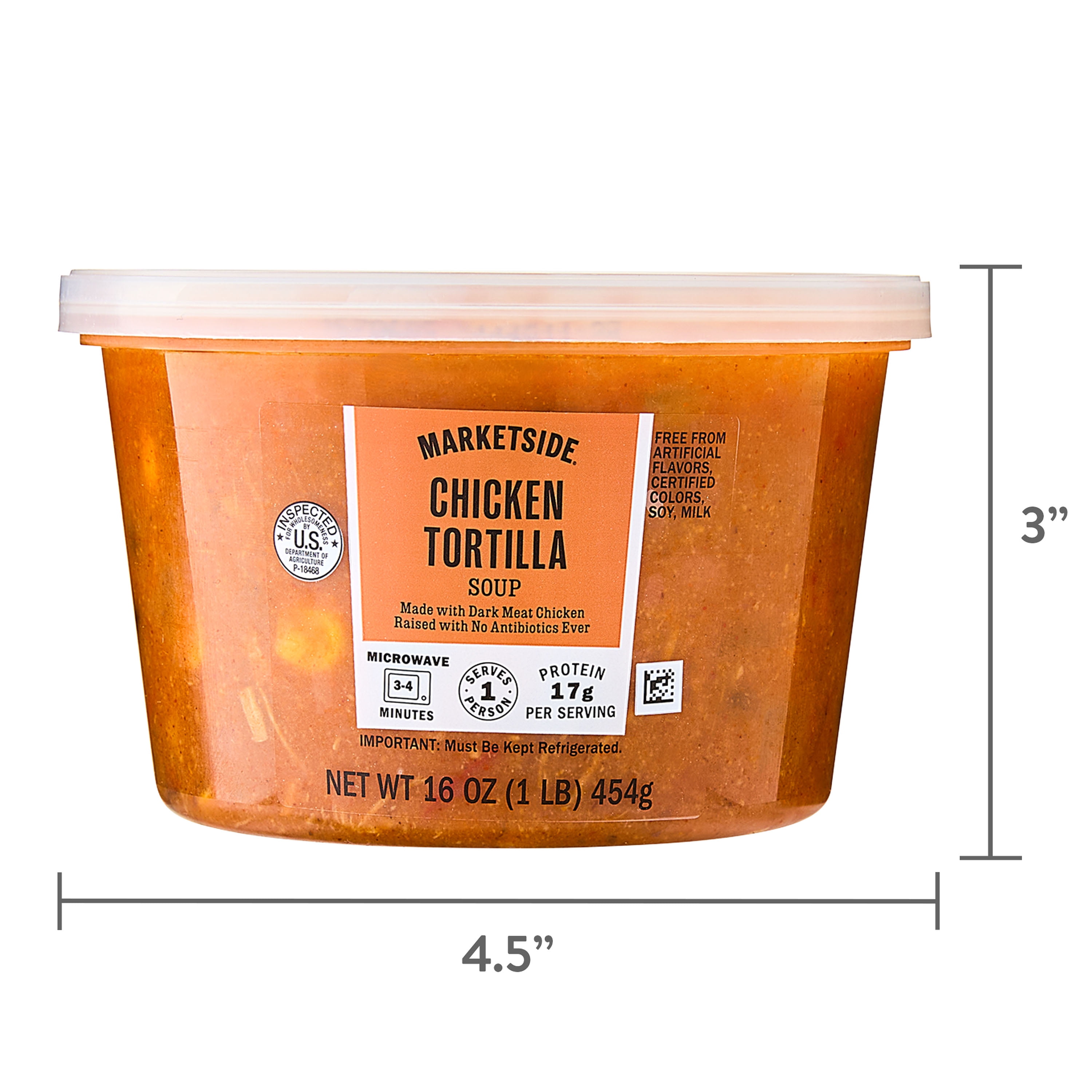 Marketside Chicken Tortilla Soup, Fresh Deli Soup, 16 oz Cup