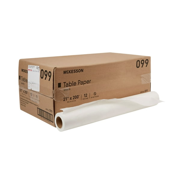 McKesson Exam Table Paper, Smooth White, 21 in x 200 ft, 12 Count