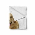 thumbnail image 2 of Golden Retriever Soft Flannel Fleece Throw Blanket, Pet Dog Laying down with Toy Friendly Domestic Puppy Playful Companion, Cozy Plush for Indoor and Outdoor Use, 50" x 60", Multicolor, by Ambesonne, 2 of 6