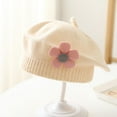 thumbnail image 2 of ZACPNCV Kids Beret Hat Toddler Winter Knitted Beanie Cap with Cute Flower Little Girls French Hat Beige Free Size, 2 of 4